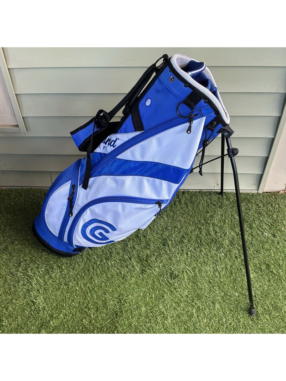 Cleveland Golf Sport Lite Stand Carry Bag Blue White Dual Strap Used #30473